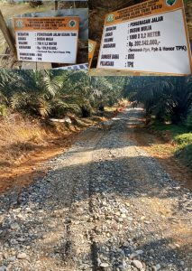 Terkait Dugaan Peralihan Dana Desa, Proyek Pekerjaan Pengerasan Badan Jalan, Yang Diduga Gunakan Milik Pribadi, Menuju Ke Lokasi Ladang Datok Alur Tani 1.