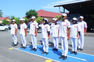 Sambut Hari Bhayangkara Ke-79, Polres Aceh Utara, Gelar Lomba Baris Berbaris Pelajar