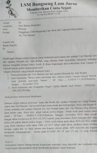 Pengurus Lsm Bungoeng Lam Jaroe Aceh, Kini Telah Layangkan Surat, Ke Pihak Ketua Kompolnas-RI, Bapak Kapolri Di Mabes Polri Dan Juga Bapak Kepala Kejagung-RI Di Jakarta.