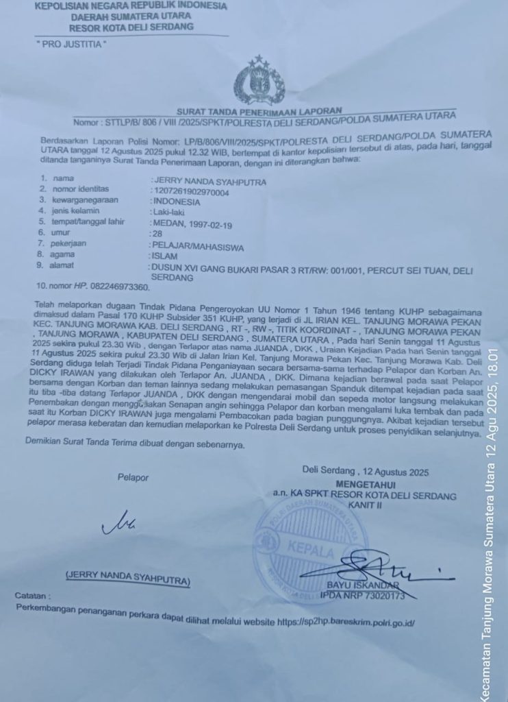 Sekelompok Pria, Mengamuk Di Tanjung Morawa Dan RS Medistra Lubuk Pakam, Tembak Serta Bacok Warga Hingga Kritis.