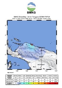 Gempa Bumi Tektonik M5,0, Di Sarmi Papua, Tidak Berpotensi Tsunami.
