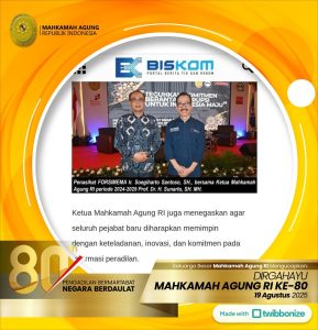 FORSIMEMA-RI,.Mengucapkan Dirgahayu Ke-80, Mahkamah Agung RI.