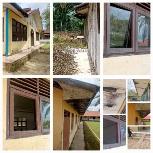Sekolah SMP Negeri 1 Kecamatan Rantau Peureulak Tampak Kumuh, Kondisi Bangunan Banyak Yang Rusak.