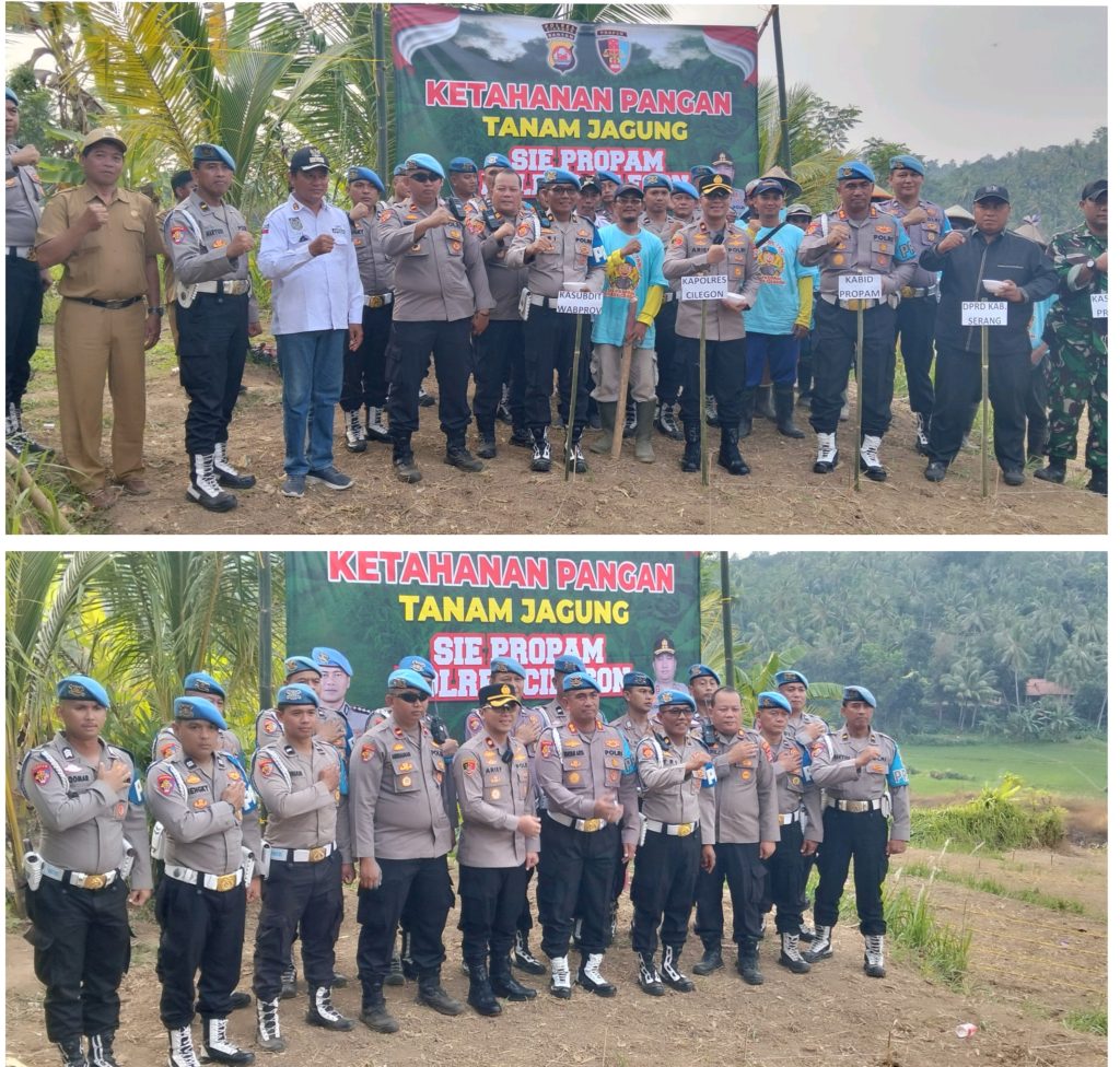Propam Polda Banten dan Polres Cilegon Gelar Program Ketahanan Pangan dan Bansos di Mancak.