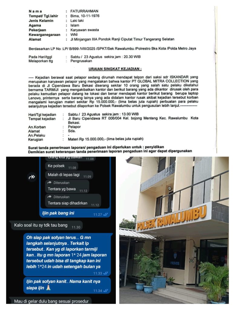 Polsek Rawalumbu Diduga Membekingi Premanisme yang Melakukan Perusakan di PT Global Mitra Collection