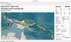 GEMPA BUMI M6,6 DI LAE, PAPUA NEW GUINEA, TIDAK BERPOTENSI TSUNAMI DI WILAYAH INDONESIA.