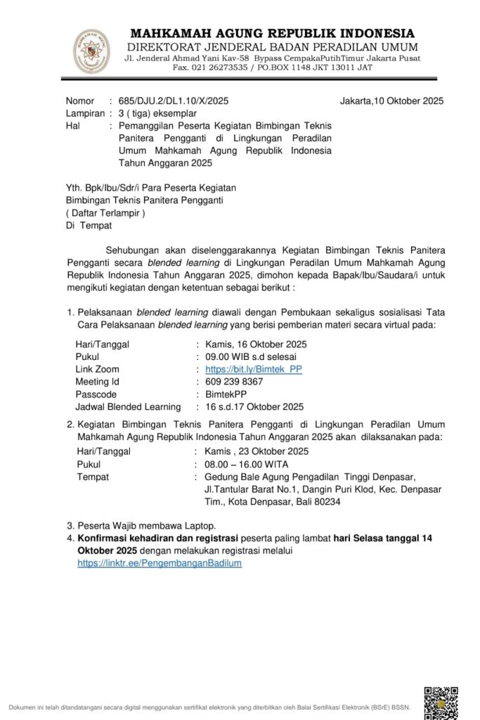 Bimtek Panitera Pengganti, Badilum Terapkan Sistem Blended Learning