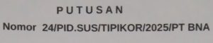 Sesuai Dengan Hasil Data Dokumen, Dari Putusan Pengadilan Tipikor Banda Aceh, Terkait Kasus Token Listrik Di Dinas LHK Pemko Langsa.