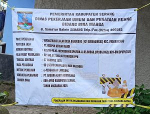 Proyek Rekonstruksi Jalan Desa dari DPUPR Serang, Bidang Bina Marga Diduga Mark Up Anggaran.