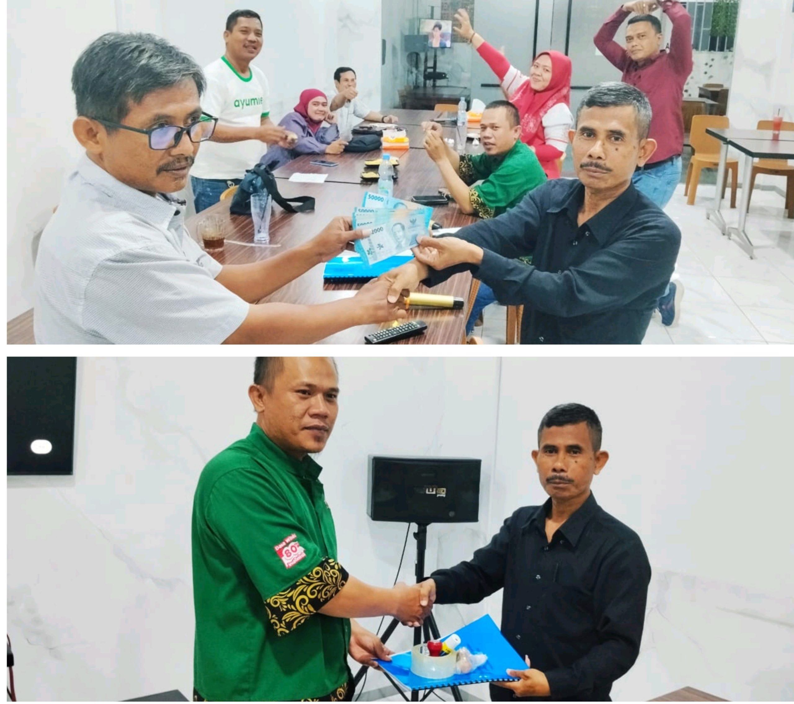 Tubagus Zakaria, Ketua Panitia Mubes Gaseba 2025 Serahkan Saldo Akhir Rp.1.002.000 Kepada Bendum Gaseba.