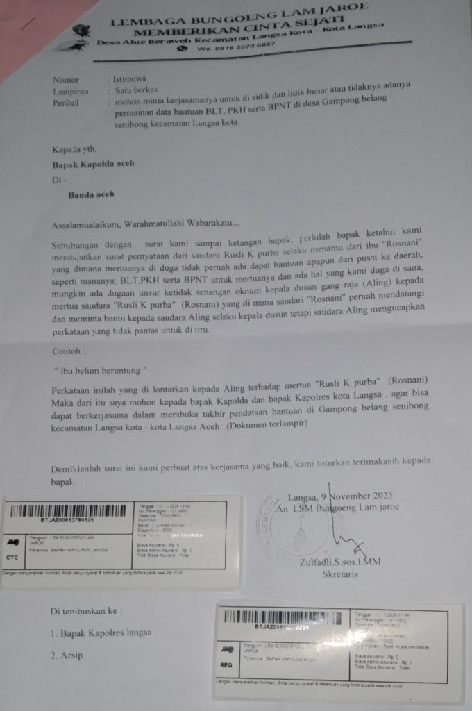 Terkait Dana Desa Bantuan PKH, BLT, BPNT, Lansia Sudah Bertahun-Tahun, Tidak Pernah Menerima Bantuan, Asal APBN Pusat, Desa Gampong Blang Seunibong Itu.