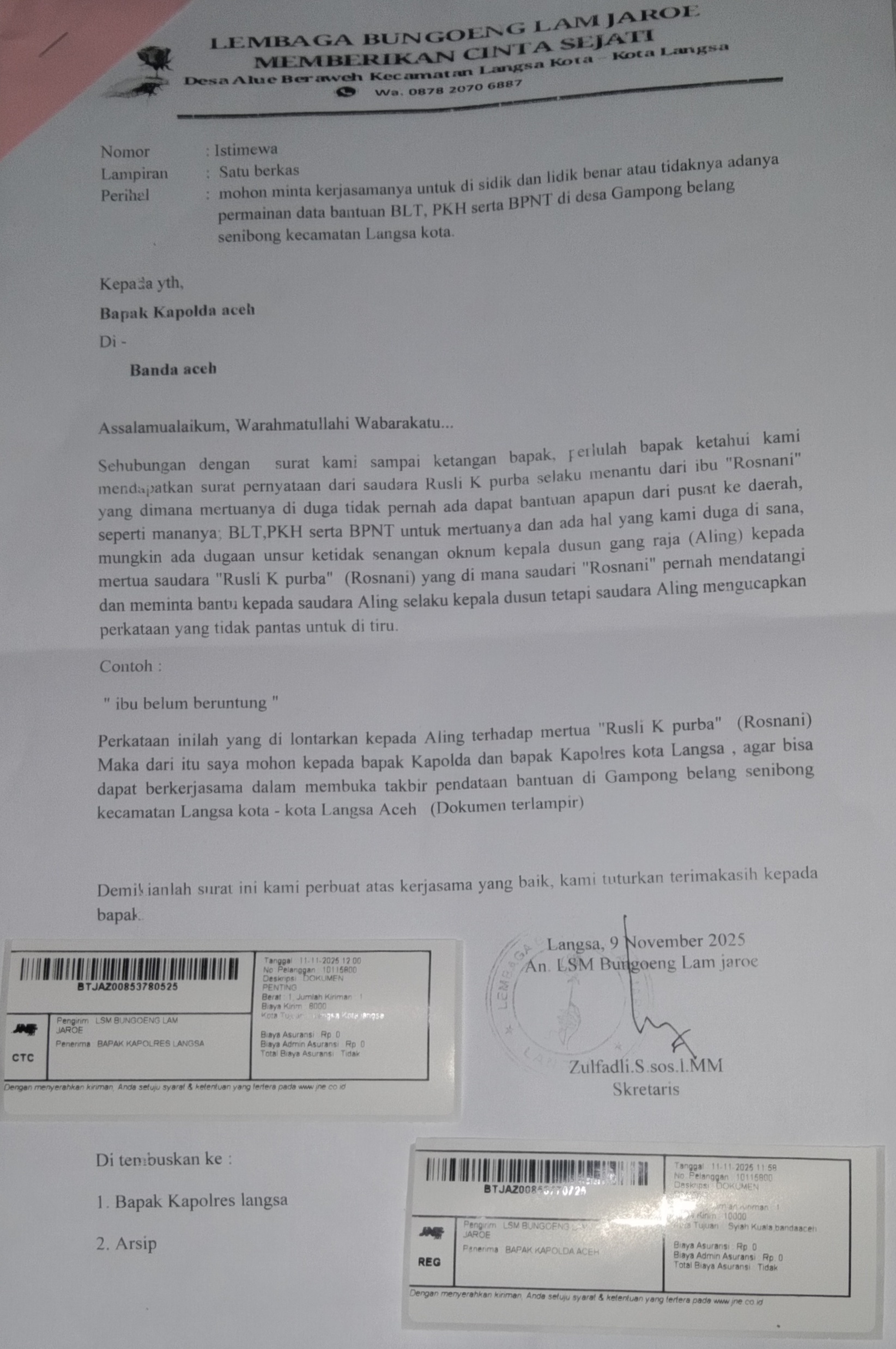 Terkait Dana Desa Bantuan PKH, BLT, BPNT, Lansia Sudah Bertahun-Tahun, Tidak Pernah Menerima Bantuan, Asal APBN Pusat, Desa Gampong Blang Seunibong Itu.