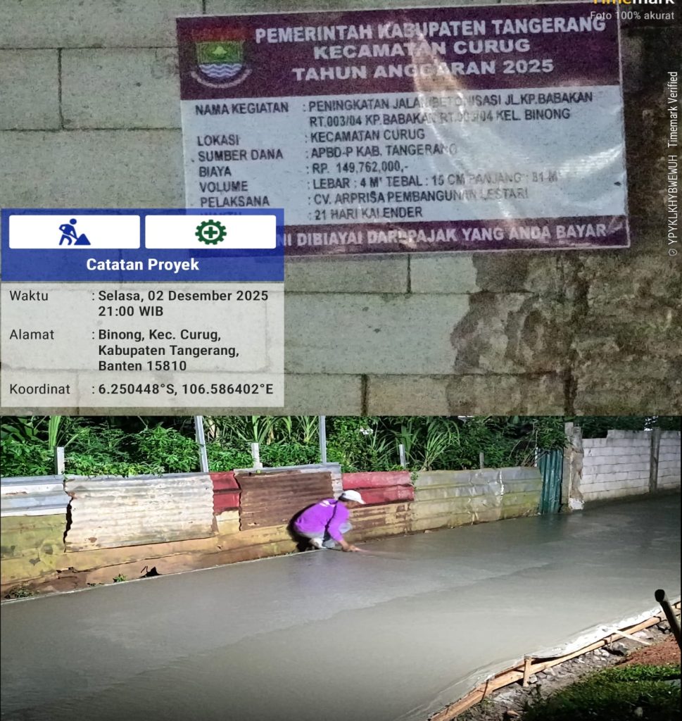 Proyek Betonisasi Di Kampung Babakan Kelurahan Binong Kecamatan Curuk Tuai Pro Dan Kontra,Kualitas Pekerjaan Jadi Sorotan