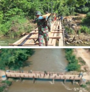Pembangunan Jembatan Gantung Jadi Prioritas TNI Bantu Siswa Mengakses Sekolah.