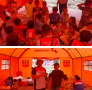 Di Pengungsian, BNPB dan Pertamina Collab Ajak Anak-Anak Aceh Tamiang Main dan Lepas Trauma.