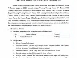 MA, Gelar Seleksi Terbuka Calon Hakim Konstitusi Tahun Anggaran 2026, Segera Daftar!.