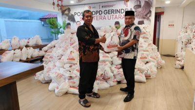 Sambut HUT ke-18, Kader Gerindra Bagikan 10 Ribu Paket Sembako di Sumut.